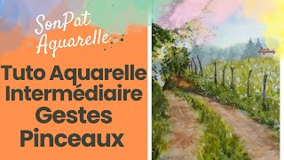 Apprendre laquarelle facilement  les gestes pinceaux en temps réel avec une aquarelle en campagne [upl. by Alla994]