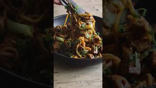 20 Minute BBQ Udon Noodles shorts vegan noodles [upl. by Kraus]