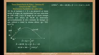 Semestral UNI 2022 Movimiento Parabólico Física domiciliaria sem02 [upl. by Gildus523]