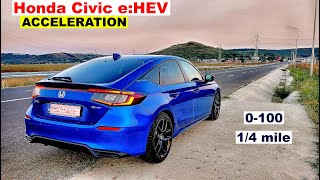 Honda Civic eHEV acceleration 0100 14 mile  2023  hybrid  liftback  GPS results [upl. by Ecidnac]