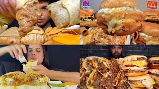 Burger and chipotle Satisfying Big Bites mukbang compilation pt1 [upl. by Harbird]