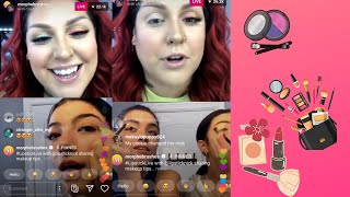 Charli and Dixie DAmelio TRYING MAKEUP with MorpheBrushes on Instagram live [upl. by Ylliw]