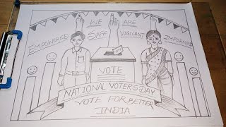 National Voters Day Drawing मतदाता जागरूकता चित्र  Voters Awareness Drawing  Voter Utsav 2022 [upl. by Pangaro]