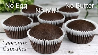 Super Moist Chocolate Cupcakes  New Recipe  No Egg No Milk No Butter Cake [upl. by Ynneb]