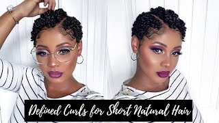 Defined Shiny Moisturized Curls for TWA  Short Natural Hair Tutorial [upl. by Dennard]