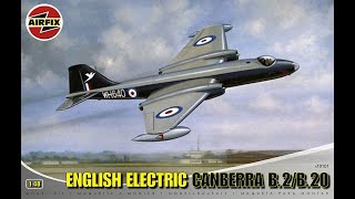 Airfix  Canberra B2  148 Scale Model  In Box Review [upl. by Engelhart488]