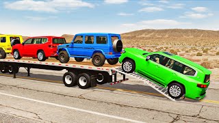 Flatbed Truck Mcqueen  Transportation with Truck  Pothole vs Car 209  BeamNGDrive [upl. by Namajneb]