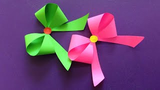 How to make a paper BowRibbon  Easy origami BowRibbons for beginners making  DIYPaper Crafts [upl. by Enovaj]