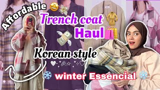 Korean style trench coat 🧥 haul😍 best affordable trench coat for winter must have 🤩 [upl. by Troc]