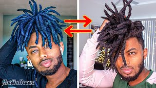 From Blue Dreads Back to Black Dreadlocks  step by step tutorial [upl. by Dlanigger]