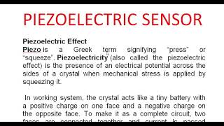 PIEZOELECTRIC SENSORPrinciple Workingadvantagesdisadvantages and applications briefly explained [upl. by Acinnad462]