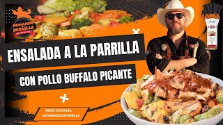 ¿Cómo hacer asados en una parrilla a gas Pechuga de Pollo Buffalo y Ensalada a la Parrilla [upl. by Luoar]