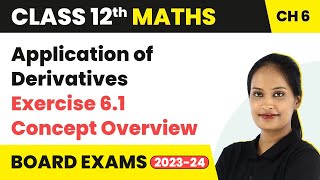 Application of Derivatives  Exercise 61 Concept Overview  Class 12 Maths Chapter 6  CBSEIITJEE [upl. by Anneehs]