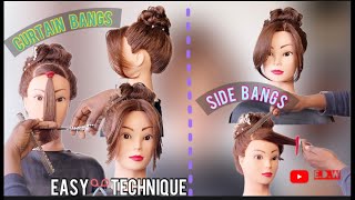 🆕DIY HOW TO CUT CURTAIN BANGS amp SIDE BANGS  Styling bangs  Couper une une frange [upl. by Arodal]