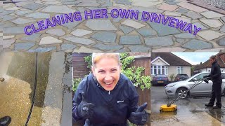 She is cleaning her own Drivewaylol [upl. by Nomal]