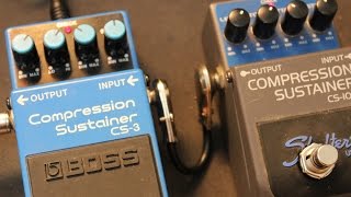 BOSS Compression Sustainer CS3 VS Shelter COMPRESSION SUSTAINER CS100 pedal comparison [upl. by Avi]