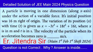 JEE Main 1st February 1st Shift 2024 11 Physics Question Solution Motion Straight energeticphysics [upl. by Leugimesoj]