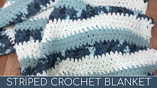 Crochet Blanket Striped Crochet Blanket  Beginner Tutorial [upl. by Ellerahc]