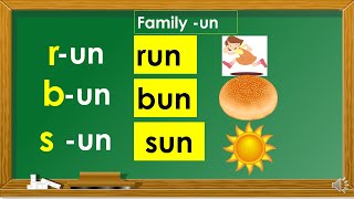 WORD FAMILY un  un family  CVC Words  Sentences readingtutorial reading basicenglishsentence [upl. by Asatan]