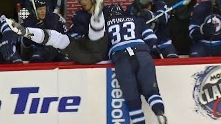 Byfuglien bulldozes Muzzin into the bench [upl. by Yv810]