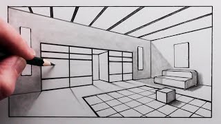 How to Draw a Room in 2 Point Perspective Step by Step [upl. by Eppillihp]