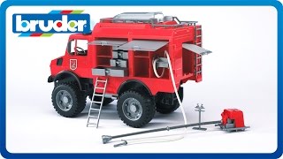 Bruder Toys MB Unimog Fire Rescue Truck w Accesories and Light amp Sound Module 02480 [upl. by Nnyleimaj553]