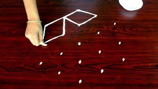 How To Rangoli With 5X3 Dots Simple Freehand Lines Rangoli  Friday Dots Rangoli [upl. by Nee]