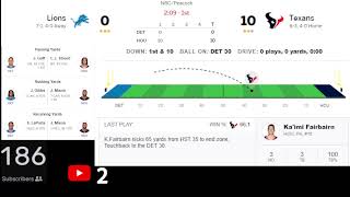 Lions vs Texans Live scoreboard [upl. by Nylodnew]