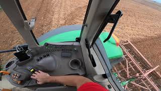 John Deere 6130M  33m cultivator preparing the soil to seed wheat and barley 2020 [upl. by Jeannette]