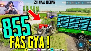 MODIFIED 855 TRACTOR Fas Gya 😥5911 naal Tochan paya fer¬ INDIAN FARMING x BrarTV [upl. by Nogas]