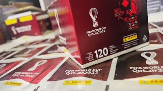 120 PACKS 600 STICKER  Panini WORLD CUP 2022 QATAR STICKER BOX [upl. by Eiwoh]