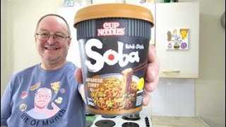 Nissin Soba Japanese Curry Wok Style Cup Noodles  Food Review [upl. by Lynnelle]