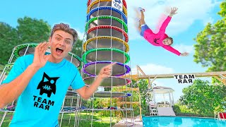 Jumping Worlds Tallest Trampoline Tower CARTER SHARER can I JOIN TEAM RAR NOW… [upl. by Wootten274]