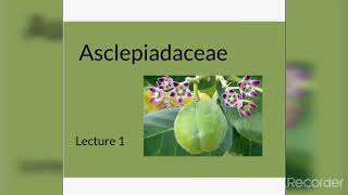 Family Asclepiadaceae L1 by Dr Santosh Sharma [upl. by Tiphanie]