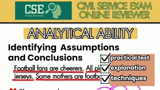 CIVIL SERVICE EXAM  Analytical Ability Identifying Assumption and Conclusion  CSE Online Reviewer [upl. by David]