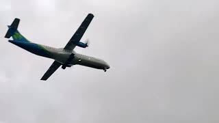 ATR 72 600 Aer Lingus closeup landing Dublin airport 81124 [upl. by Enyluqcaj]