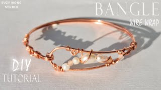 Pearl Wire Wrap Bangle Tutorial Simple Bangle DIY Bracelet DIY Jewelry How to make [upl. by Sarat]