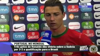 Entrevista a Cristiano Ronaldo depois do Jogo Suécia 2 x 3 Portugal [upl. by Eneli]