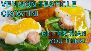 Venison Testicle Crostini Recipe and Tasting [upl. by Htiaf616]