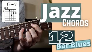 12 Bar Blues CHORD Shapes  Quick Jazz Guitar Lesson free pdf [upl. by Alikee]