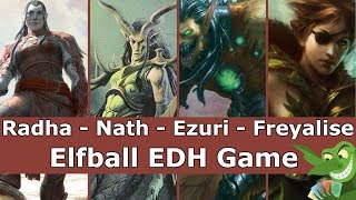 Radha vs Nath vs Ezuri vs Freyalise EDH  CMDR game play for Magic The Gathering [upl. by Eseilanna616]