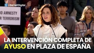 Isabel Díaz Ayuso vuelve a cargar contra Sánchez en la concentración de Plaza de España [upl. by Yvonne]