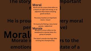 Difference between Moral and Morale english englishlanguage englishgrammarfypviralshorts [upl. by Fabien694]