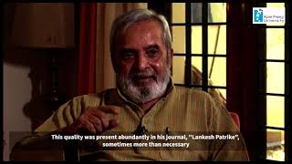 Sahitya Sahavasa  U R Ananthamurthy on P Lankesh [upl. by Khalin]