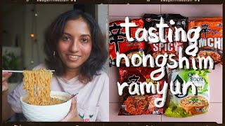 Tasting FIVE Nongshim Ramyun Noodles 🍜🔥  best  worst ones [upl. by Dorelle]