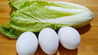 HOW TO COOK CHINESE CABBAGE WITH EGGS  FLUFFY EGGS WITH CABBAGE RECIPE [upl. by Gregrory220]