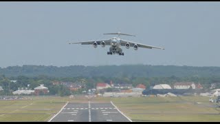 Crosswind takeoff at Farnborough 2014 IL76 departs in style [upl. by Miranda]