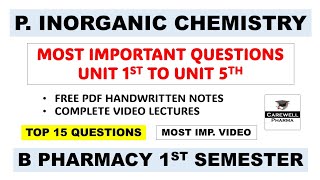 Pharmaceutical Inorganic Chemistry Most Important Questions 1st Semester  Carewell Pharma [upl. by Hirz780]