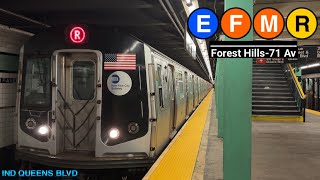 🅩 NYC Subway EF Exp amp MR Lcl Trains  Forest Hills71 Av IND Queens Blvd Line [upl. by Nnarual]