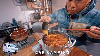 Winter car camping 3℃ winter mountains Everything freezes DIY light truck camper 186 [upl. by Olsson]